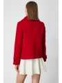 Ekol Kadın Kısa Kaşe Kırmızı Kaban 06081