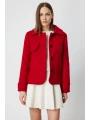 Ekol Kadın Kısa Kaşe Kırmızı Kaban 06081
