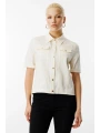 Ekol Kadın Kısa Kollu Önden Çıt Çıtlı Ekru Ceket 06018