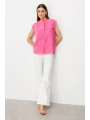 Ekol Kadın Kolsuz Ön Düğmeli Pembe Bluz 03022