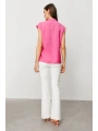 Ekol Kadın Kolsuz Ön Düğmeli Pembe Bluz 03022