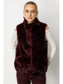 Ekol Kadın Kürklü Bordo Yelek 08905