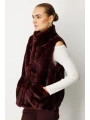 Ekol Kadın Kürklü Bordo Yelek 08905