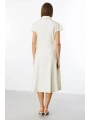 Ekol Kadın Önden Cepli Ekru Elbise 05038