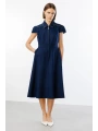 Ekol Kadın Önden Cepli Lacivert Elbise 05038