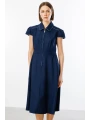 Ekol Kadın Önden Cepli Lacivert Elbise 05038