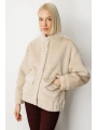Ekol Kadın Peluş Kapak Cepli Kum Renk Mont 08007
