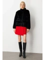 Ekol Kadın Peluş Kapak Cepli Siyah Mont 08007