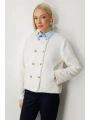 Ekol Kadın Peluş Kumaşlı Düğmeli Ekru Ceket 05103