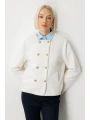 Ekol Kadın Peluş Kumaşlı Düğmeli Ekru Ceket 05103