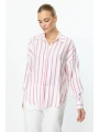 Ekol Kadın Pembe Çizgili Gömlek 03110