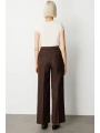 Ekol Kadın Pile Detaylı Bol Paça Kahverengi Pantolon 05059