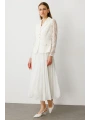 Ekol Kadın Pile Etek Ceket Model Ekru Elbise 05034