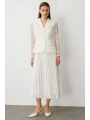 Ekol Kadın Pile Etek Ceket Model Ekru Elbise 05034