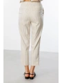 Ekol Kadın Pileli Yüksel Bel Çizgili Bej Pantolon 04052