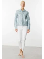 Ekol Kadın Pul İşlemeli Mavi Kot Mont 06026