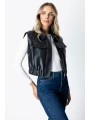 Ekol Kadın Sıfır Kol Siyah Deri Yelek 05097