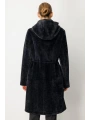 Ekol Kadın Siyah Kürklü Manto 06077