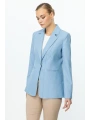 Ekol Kadın Spor Dikişli Tek Düğmeli Mavi Ceket 04134