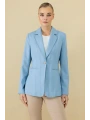 Ekol Kadın Spor Dikişli Tek Düğmeli Mavi Ceket 04134