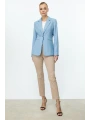 Ekol Kadın Spor Dikişli Tek Düğmeli Mavi Ceket 04134