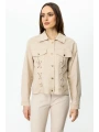 Ekol Kadın Süs Kapak Cepli Düğmeli Kum Renk Ceket 06016