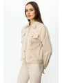 Ekol Kadın Süs Kapak Cepli Düğmeli Kum Renk Ceket 06016