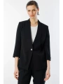 Ekol Kadın Tek Düğmeli Siyah Blazer Ceket 04128