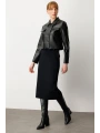 Ekol Kadın Uzun Kol Siyah Deri Ceket 05087