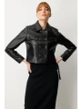Ekol Kadın Uzun Kol Siyah Deri Ceket 05087