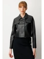 Ekol Kadın Uzun Kol Siyah Deri Ceket 05087