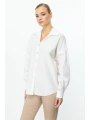 Ekol Kadın Uzun Kollu Ekru Gömlek 03112