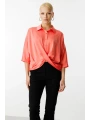 Ekol Kadın V Yaka Önden Bağlı Somon Bluz 03040
