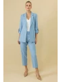 Ekol Kadın Yandan Cepli Pileli Mavi Pantolon 04132