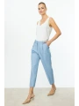 Ekol Kadın Yandan Cepli Pileli Mavi Pantolon 04132