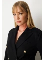 Ekol Kapak Cepli Siyah Kadın Ceket 05153