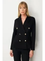 Ekol Kapak Cepli Siyah Kadın Ceket 05153
