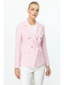 Ekol Kapak Cepli Kruvaze Yaka Kadın Pembe Ceket 04002