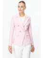 Ekol Kapak Cepli Kruvaze Yaka Kadın Pembe Ceket 04002