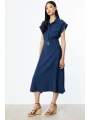 Ekol Kemerli Kısa Kol Elbise 05080