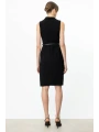 Ekol Kemerli Kruvaze Yaka Siyah Kadın Elbise 05464