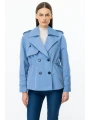 Ekol Kısa Boy Kadın Mavi Trençkot 07006