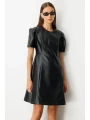 Ekol Kısa Kollu Deri Elbise 04081