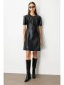 Ekol Kısa Kollu Deri Elbise 04081