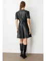 Ekol Kısa Kollu Deri Elbise 04081