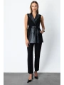 Ekol Kolsuz Deri Deri Detaylı Kadın Siyah Yelek 05089