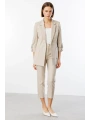 Ekol Kadın Kruvaze Yaka Cepli Bej Ceket 04032
