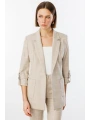 Ekol Kadın Kruvaze Yaka Cepli Bej Ceket 04032