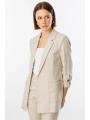 Ekol Kadın Kruvaze Yaka Cepli Bej Ceket 04032