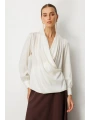 Ekol Kruvaze Yaka Önü Pileli Bluz 03007